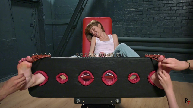 Fashion Model Gets Tickled In Stocks By Four Hands