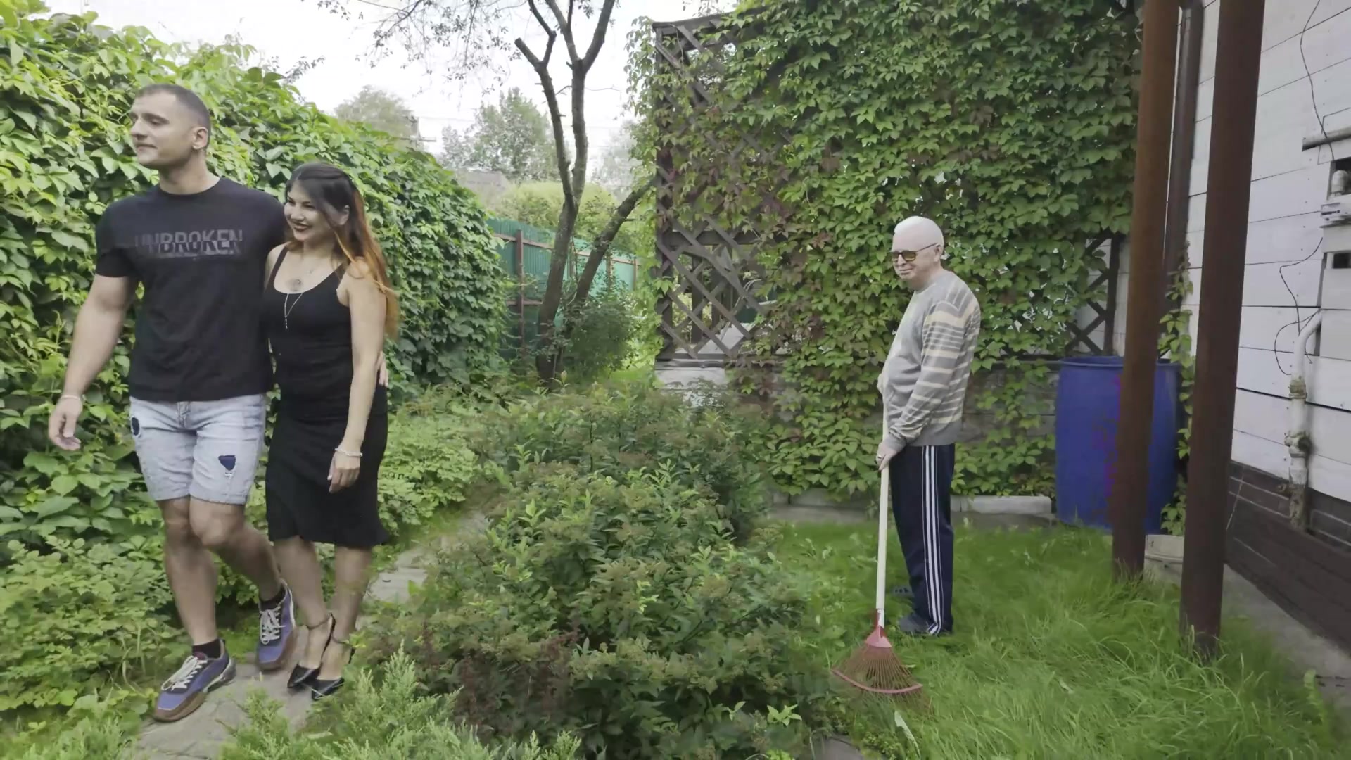 Old man watches us outdoor anal fucking