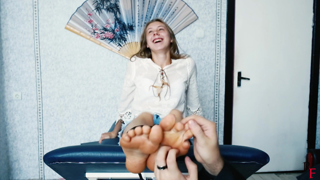 Hippie Girl - First Tickle Game with Her Appetizing Soles and Unmerciful Torture