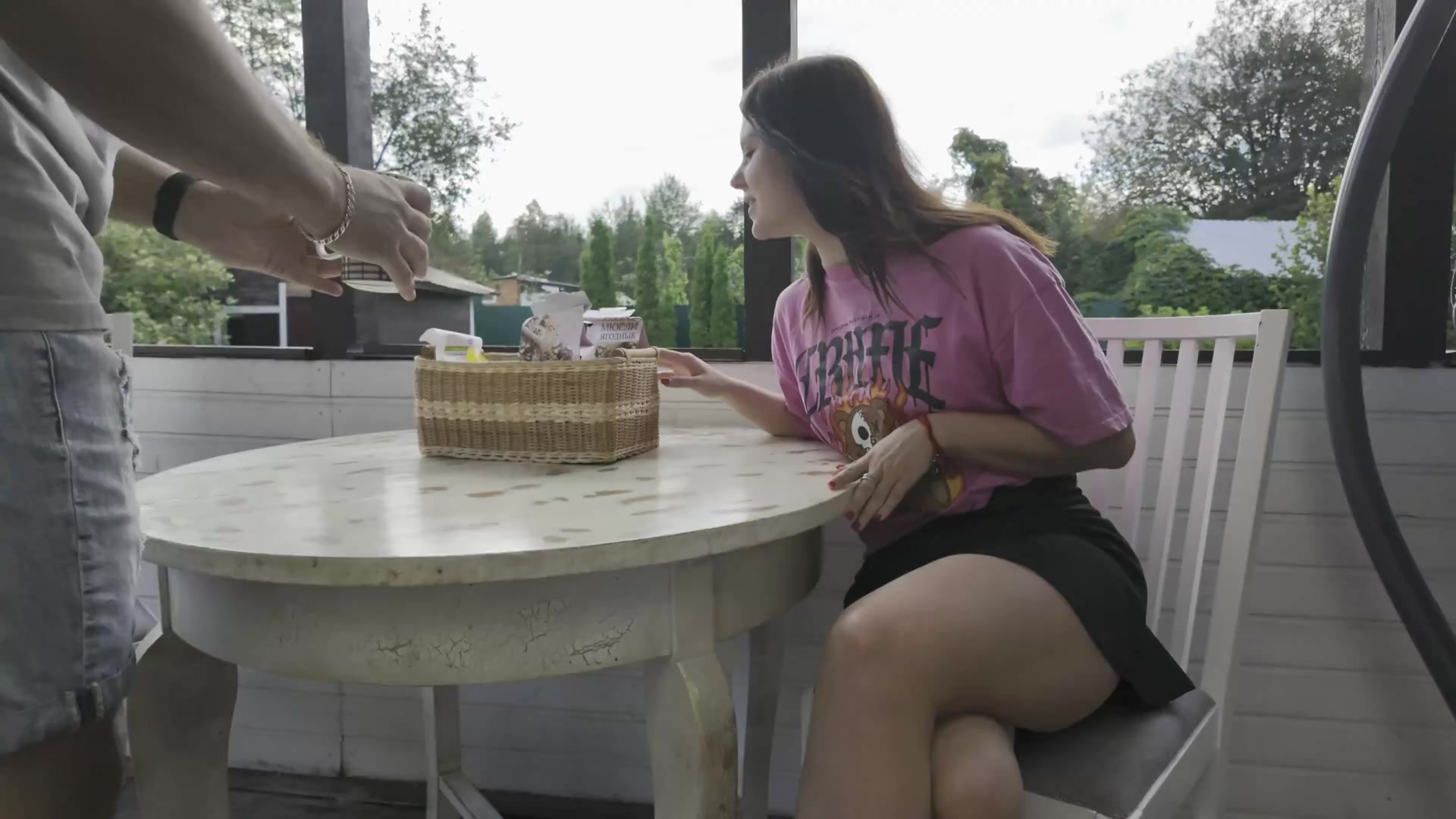 Tight teen ass fucked in front of a old man