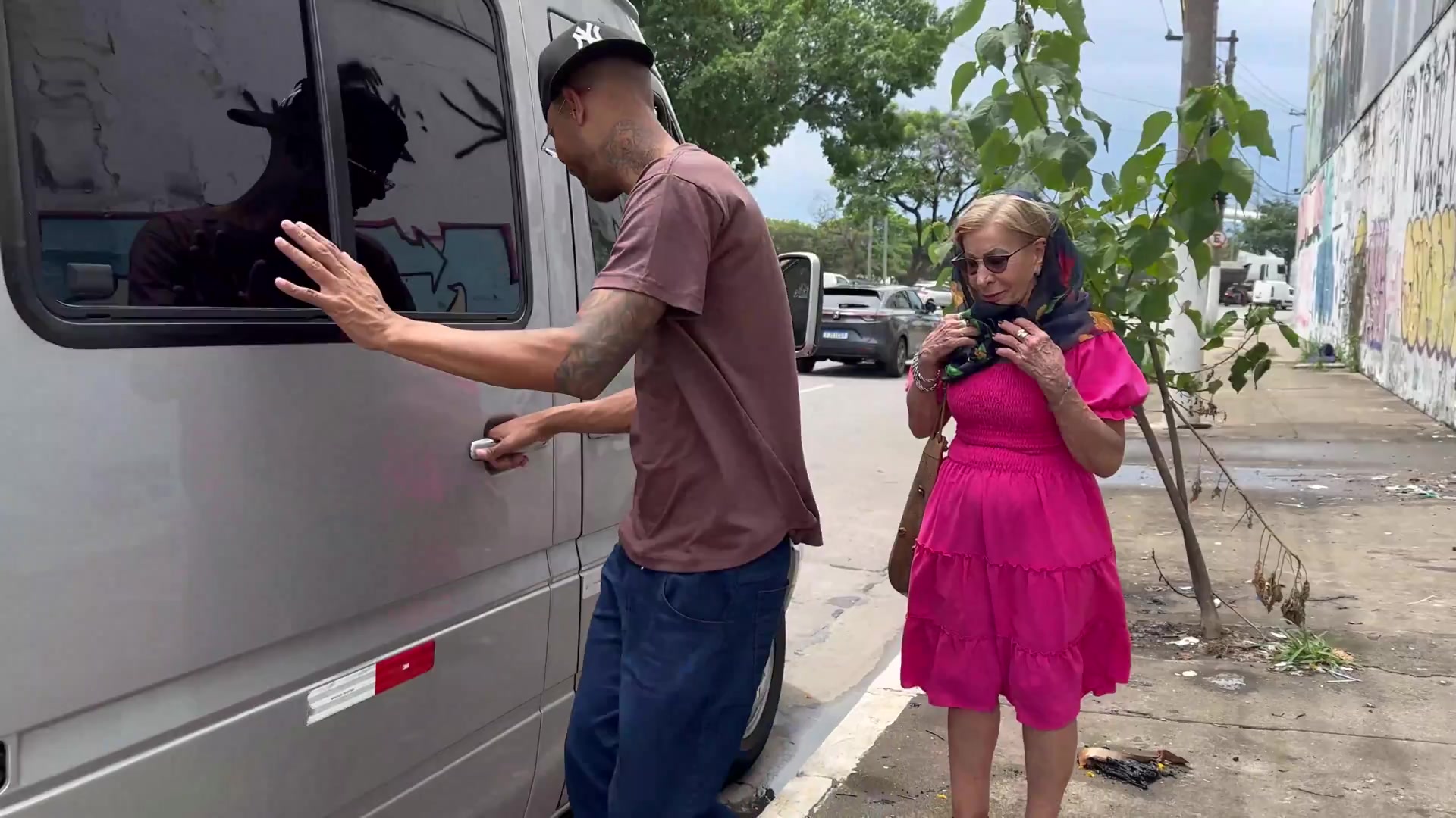 Tatooed granny having anal in my bus