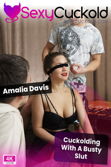 Her first rough blindfold cuckold sex